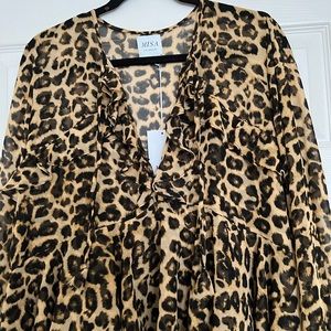 NWT MISA Demaris animal print blouse size M